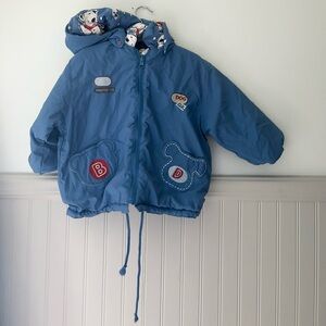 Vintage IDCJ Boys 4T Japanese Blue Dog Embroidered Jacket Rare Kids Coat